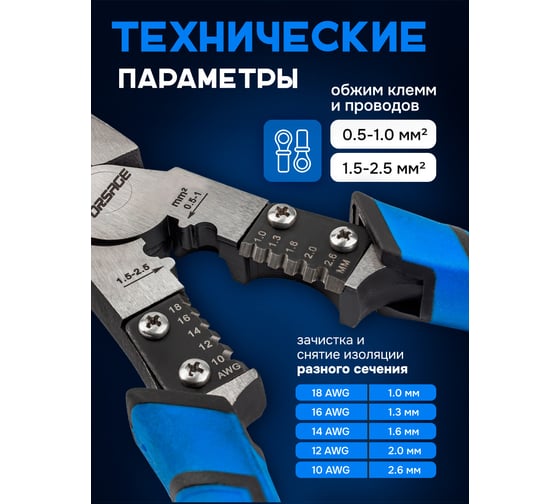 Плоскогубцы комбинированные Forsage для снятия изоляции 215мм F-611M215(58519)