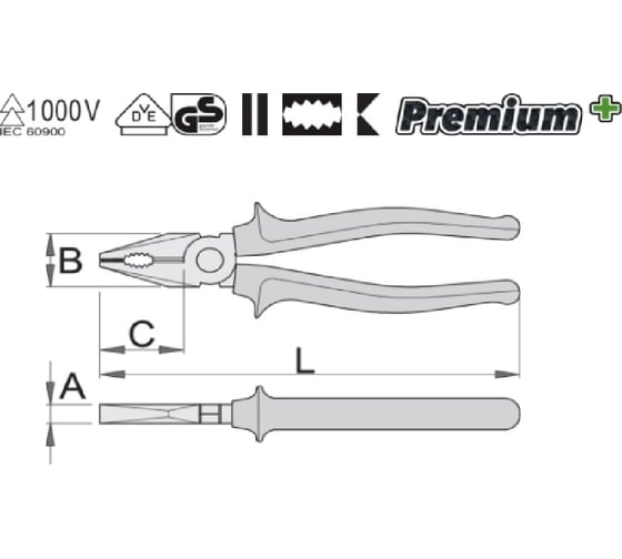 Пассатижи Unior комбинированные, изолированные VDE 1000V, 180мм 3838909104225