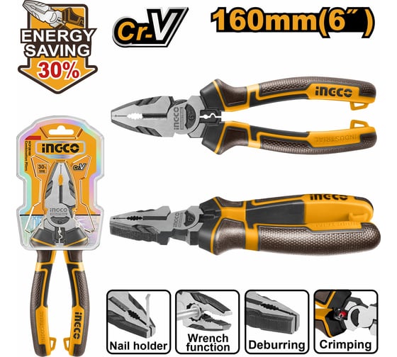 Плоскогубцы INGCO комбинированные 160мм SUPER INDUSTRIAL HHCP28160