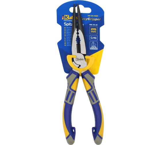 Длинногубцы KUBIS EasyGripper 215 мм, CrNi, смещенный шарнир 35% меньше усилий, HRC 55-60 02-03-4221