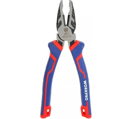 Пассатижи комбинированные WORKPRO 200 мм CR-V с противоскользящим отверстием для винта WP231125