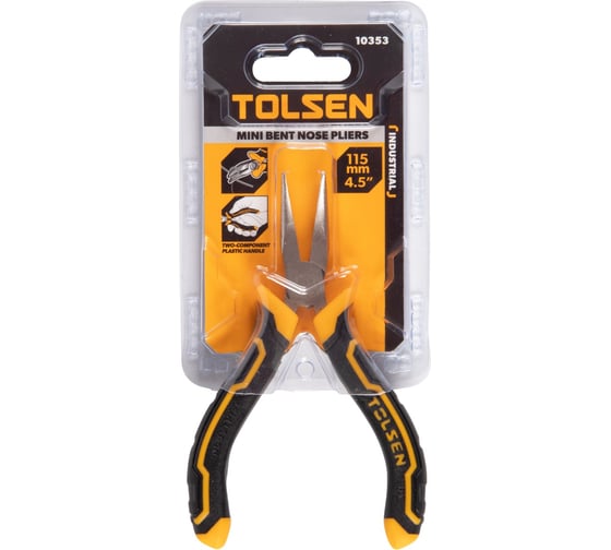 Плоскогубцы тонконосые мини загнутые TOLSEN GRIPro 115 мм 10353