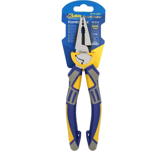 Плоскогубцы KUBIS EasyGripper 205 мм, CrNi, смещенный шарнир 35% меньше усилий, HRC 55-60 02-03-4020