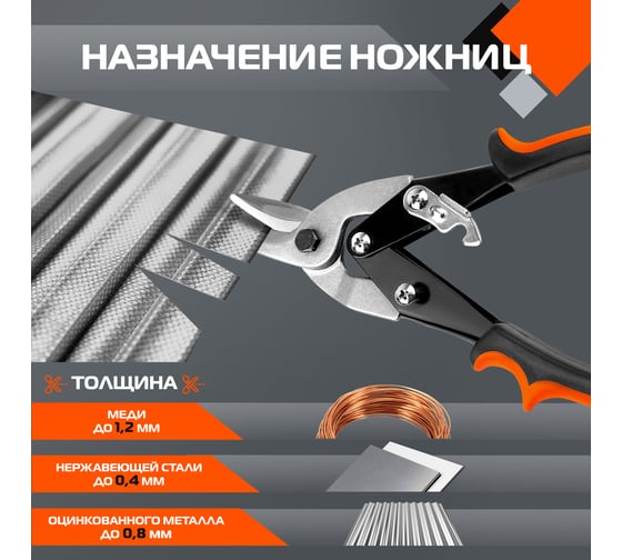Ножницы по металлу AV Steel прямые 250мм, AV-615001