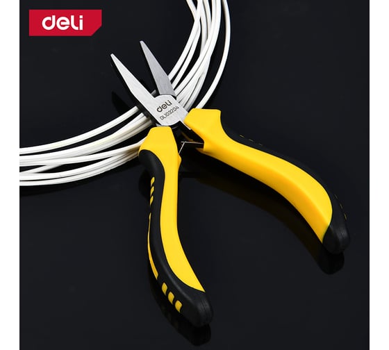 Мини-тонкогубцы DELI DL103204 125мм, двухкомпонентная рукоять 146993