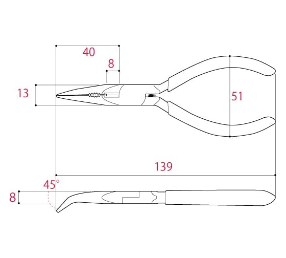 Плоскогубцы TSUNODA тонкие, изогнутые, 139мм RB-125 FNP-125N