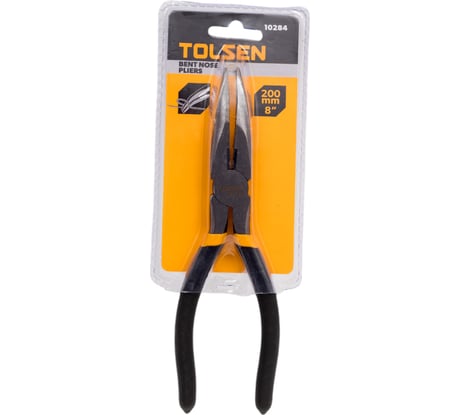 Длинногубцы TOLSEN изогнутые 200 мм, инд. закалка, облив. рукоятки 10284