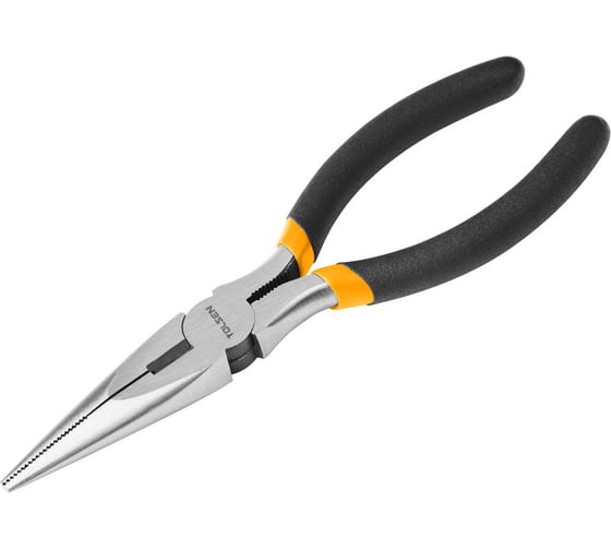 Длинногубцы TOLSEN 200 мм, инд. закалка, облив. рукоятки 10280