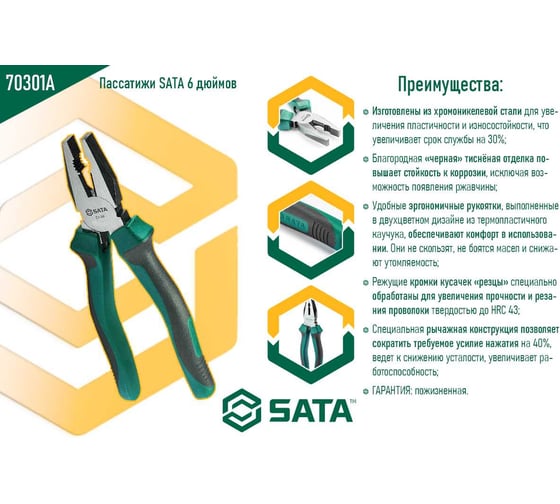 Пассатижи SATA 70301A