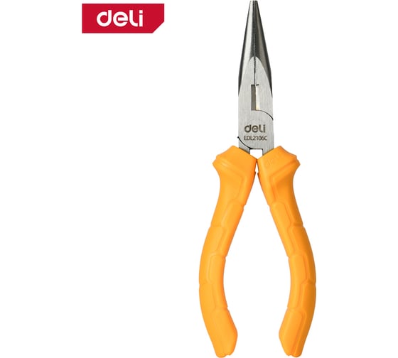 Удлиненные плоскогубцы DELI 160мм DL2106C (сталь 55С, пластиковая рукоять) 168685 1