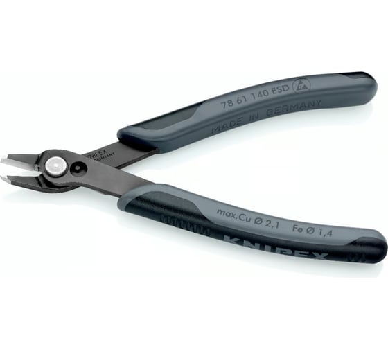 Бокорезы прецизионные Knipex Electronic Super Knips XL ESD, для кабельных стяжек, чернёные, 140 мм, 2-комп антистатические ручки KN-7861140ESD