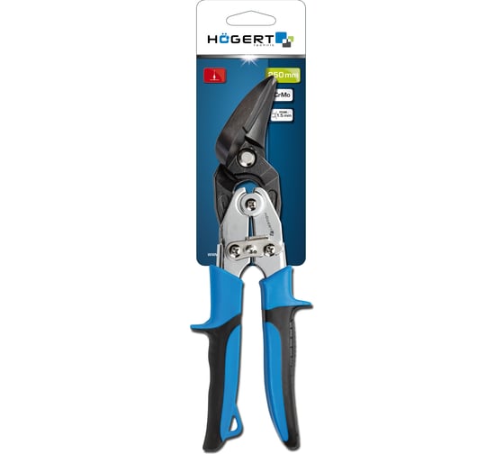 Ножницы по металлу HOEGERT TECHNIK 250 мм, изогнутые правые HT3B505