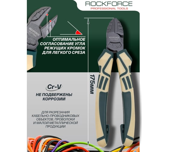Бокорезы Rockforce ''Profi'' 175мм Cr-V в блистере RF-612175DS(54835)