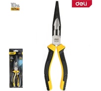 Удлиненные плоскогубцы DELI 200мм DL0102 двухкомпонентная прорезиненная рукоять 179429