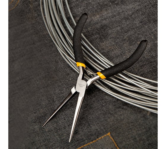 Мини-тонкогубцы удлиненные DELI 150мм DL103006 прорезиненная рукоять 179494