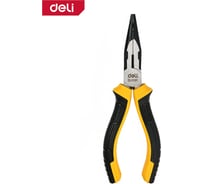 Удлиненные плоскогубцы DELI 160мм DL0101 (двухкомпонентная прорезиненная рукоять) 179428