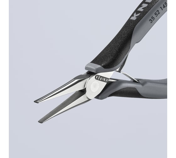 Длинногубцы захватные для электроники Knipex ESD, антистатические, плоские губки, 145 мм, 2-комп ручки KN-3552145ESD