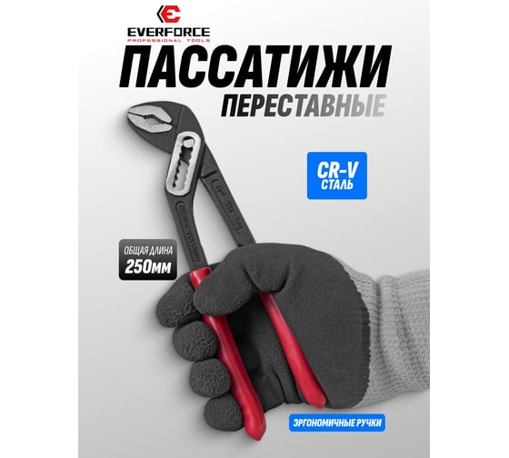 Клещи переставные EVERFORCE 10 (250мм) EF-613B250(64720)