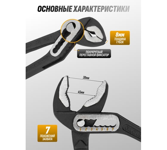 Клещи переставные iLOFORCE 10 (250мм) IF-613B250(64723)
