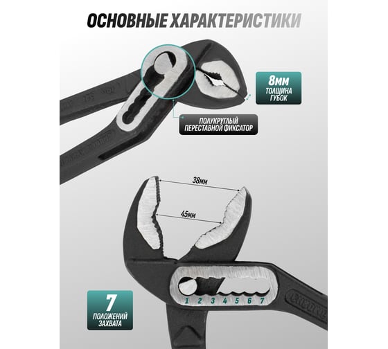 Клещи переставные MAMEDFORCE 10 (250мм) MF-613B250(64721)