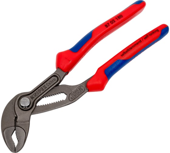 Переставные клещи Knipex Cobra, 42 мм (1 1/2"), 180 мм, серые, 2К ручки, KN-8702180SB