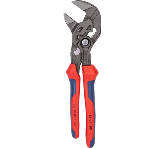 Переставные клещи-ключ Knipex 180 мм, 40 мм (1 1/2"), серые, 2К ручки, KN-8602180SB
