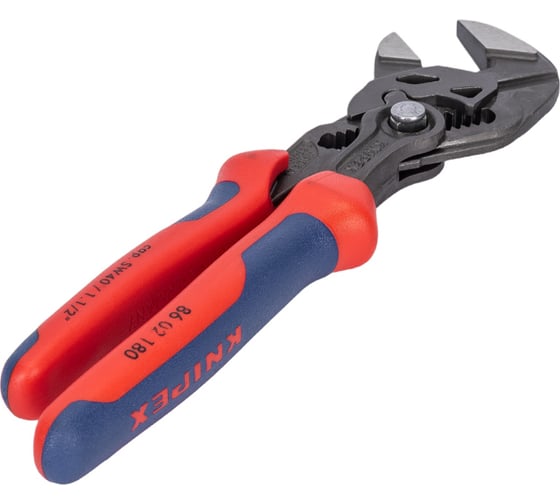 Переставные клещи-ключ Knipex 180 мм, 40 мм (1 1/2"), серые, 2К ручки, KN-8602180SB