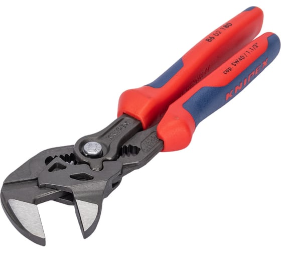 Переставные клещи-ключ Knipex 180 мм, 40 мм (1 1/2"), серые, 2К ручки, KN-8602180SB