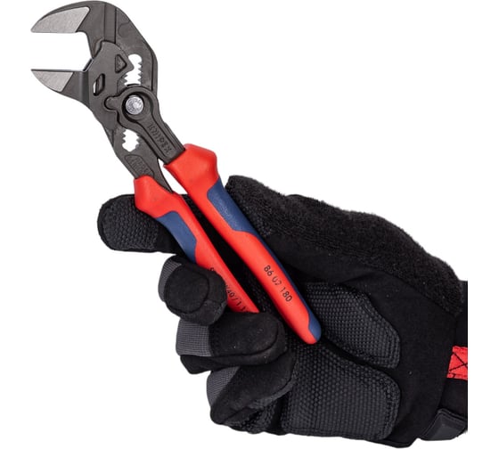 Переставные клещи-ключ Knipex 180 мм, 40 мм (1 1/2"), серые, 2К ручки, KN-8602180SB