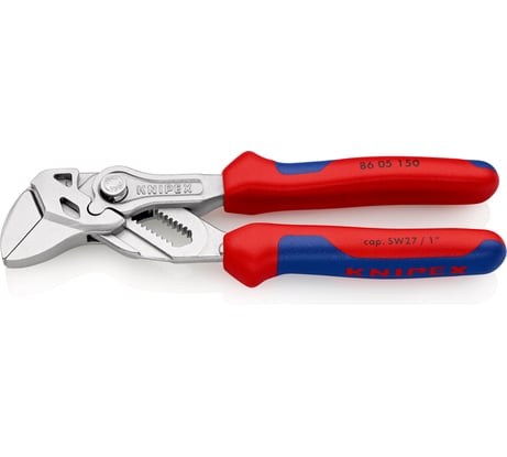 Переставные клещи-ключ Knipex 150 мм, 27 мм (1"), хром, 2К ручки, KN-8605150SB