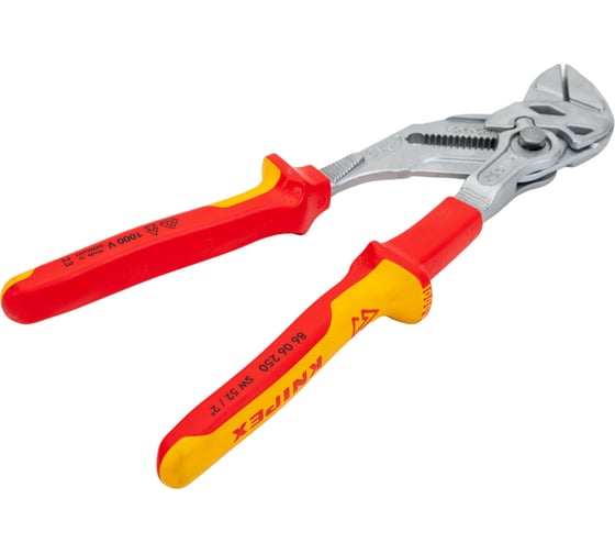 Переставные клещи-ключ Knipex VDE, 250 мм, хром, 2К ручки, KN-8606250SB