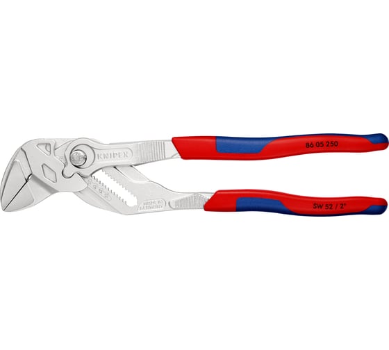 Переставные клещи-ключ Knipex 52 мм (2"), длина 250 мм, хром, 2К ручки, KN-8605250SB