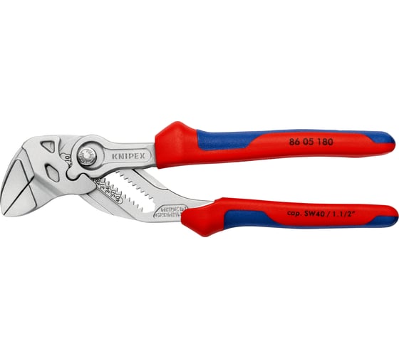 Переставные клещи-ключ Knipex 40 мм (1 1/2"), длина 180 мм, хром, 2К ручки, KN-8605180SB 1