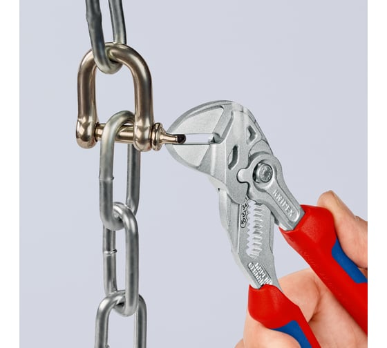 Переставные клещи-ключ Knipex 40 мм (1 1/2"), длина 180 мм, хром, 2К ручки, KN-8605180SB