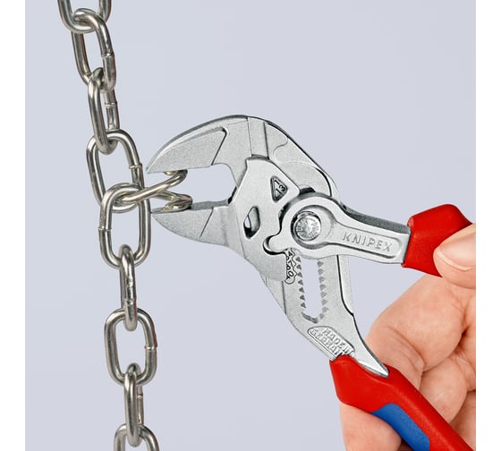 Переставные клещи-ключ Knipex 40 мм (1 1/2"), длина 180 мм, хром, 2К ручки, KN-8605180SB