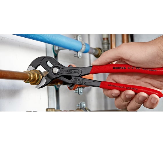 Переставные клещи Knipex COBRAmatic с фиксатором, 50 мм (2"), длина 250 мм, 1К ручки, KN-8711250SB