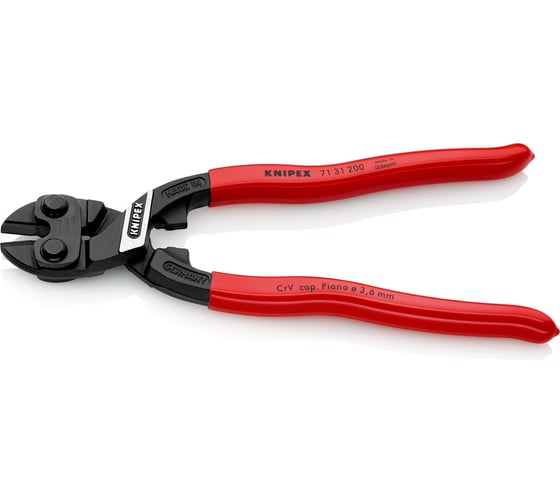 Болторез KNIPEX CoBolt с выемкой на кромках, длина 200 мм, 1К ручки, KN-7131200SB