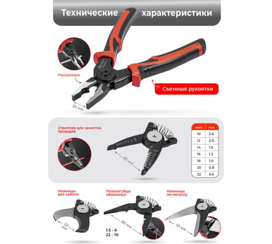 Плоскогубцы многофункциональные 5в1 Forcekraft FK-611200-6(65030)