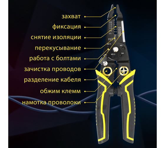 Плоскогубцы многофункциональные Грандмастер 22 в 1, 205 мм марганцевая сталь 65Mn , PL-205 671261