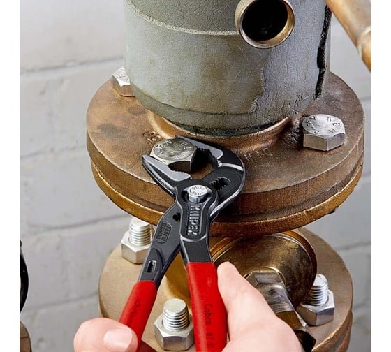 Клещи переставные Knipex COBRA ES, тонкие, зев 32 мм, длина 180 мм, фосфатированные, обливные ручки, SB KN-8751180SB