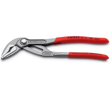 Клещи переставные Knipex COBRA ES, тонкие, зев 32 мм, длина 180 мм, фосфатированные, обливные ручки KN-8751180