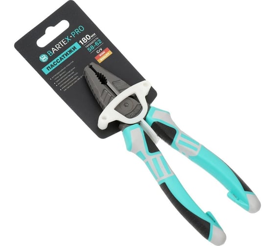 Пассатижи BARTEX 180 мм, прямые, трехкомпонентная ручка, сталь, Pro Nature Эко, TFCP007 359511 1