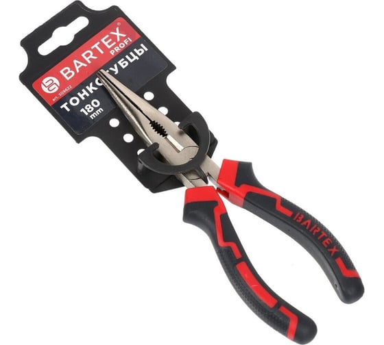 Тонкогубцы BARTEX Профи 180 мм, прямые, углеродистая сталь, 909017.1222 309622 1