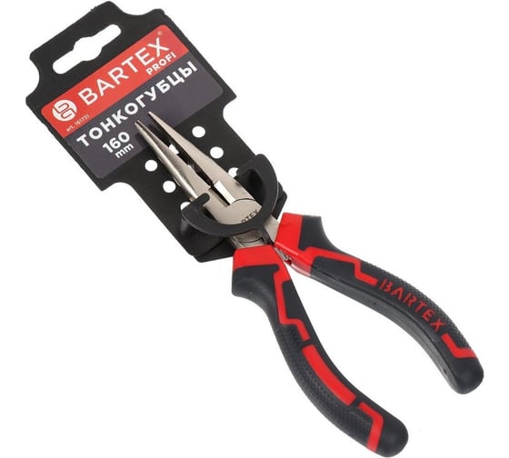 Тонкогубцы BARTEX Профи 160 мм, прямые, углеродистая сталь, 11028 161731 1