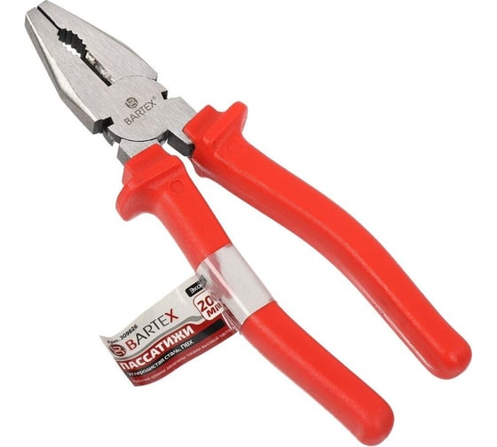 Пассатижи BARTEX Эконом 200 мм, прямые, углеродистая сталь, 953038.1080 309626 1