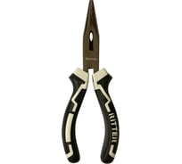 Длинногубцы RITTER Eco 160 мм, прямые, сталь 55, черный никель, двухкомпонентная рукоятка HT310216