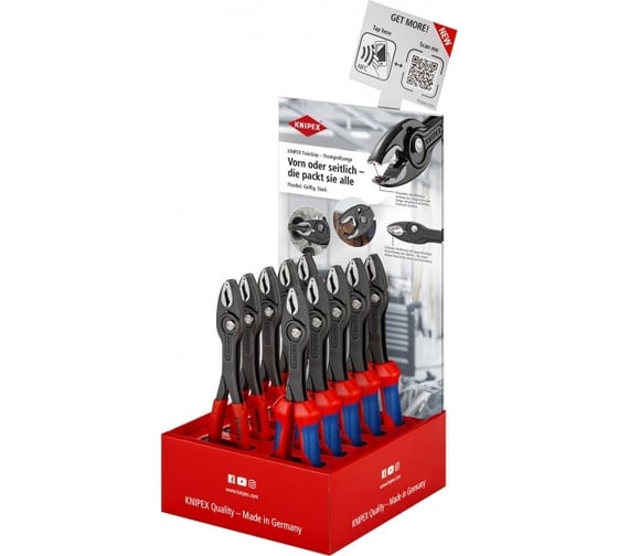 Укомплектованный дисплей KNIPEX, TwinGrip плоскогубцы захватные 10 шт KN-001801V41