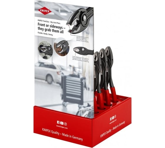 Укомплектованный дисплей KNIPEX, TwinGrip плоскогубцы захватные 10 шт KN-001801V41