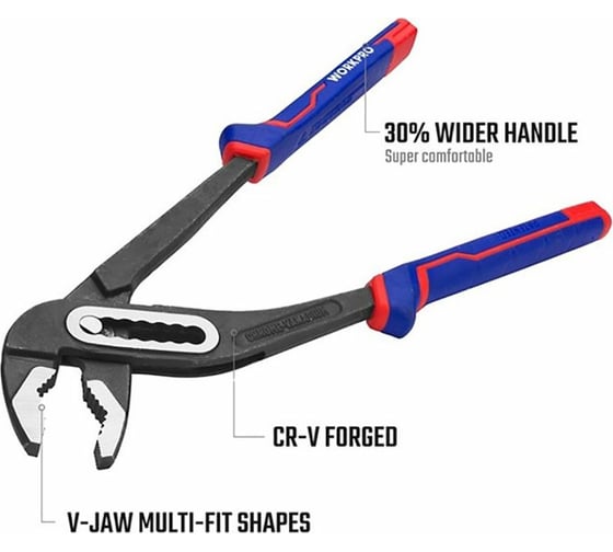 Переставные клещи WORKPRO 250 мм, 10 дюймов, CR-V WP231028