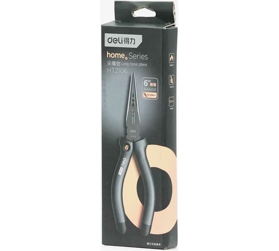 Удлиненные плоскогубцы DELI Home Series Black HT2106 7" 104612
